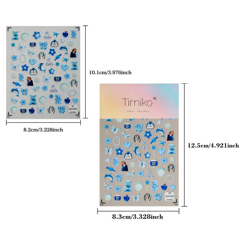 Cute Ocean-Themed Nail Art Stickers With Flowers Hearts Dolphins Penguins Bears Cherries Butterflies Shells Suitable For DIY And Salons display picture 9