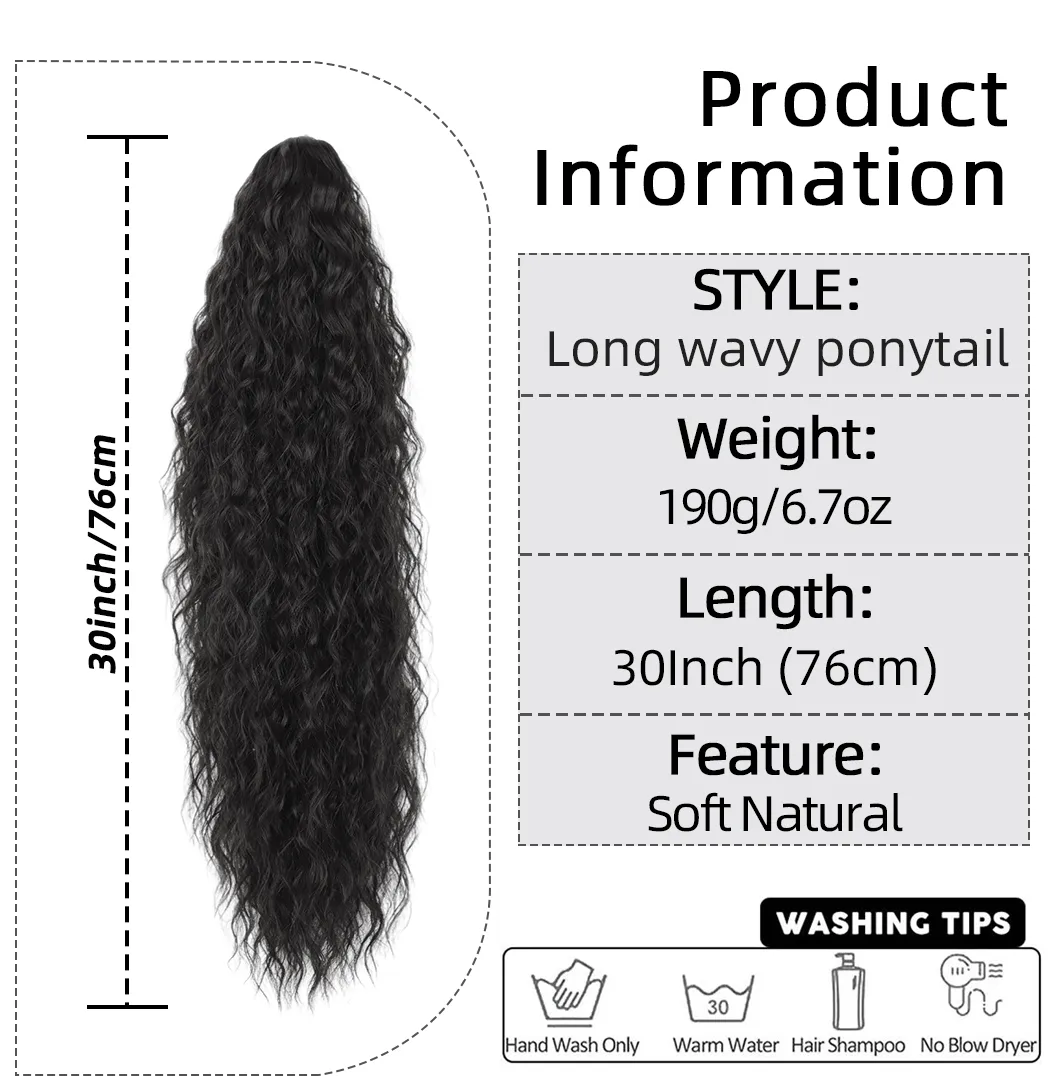 Women's Long Curls Wig Tail Hair Accessories Cornrows Hair Extensions Clip Elegant Casual Party Home Use Heat Silk display picture 11