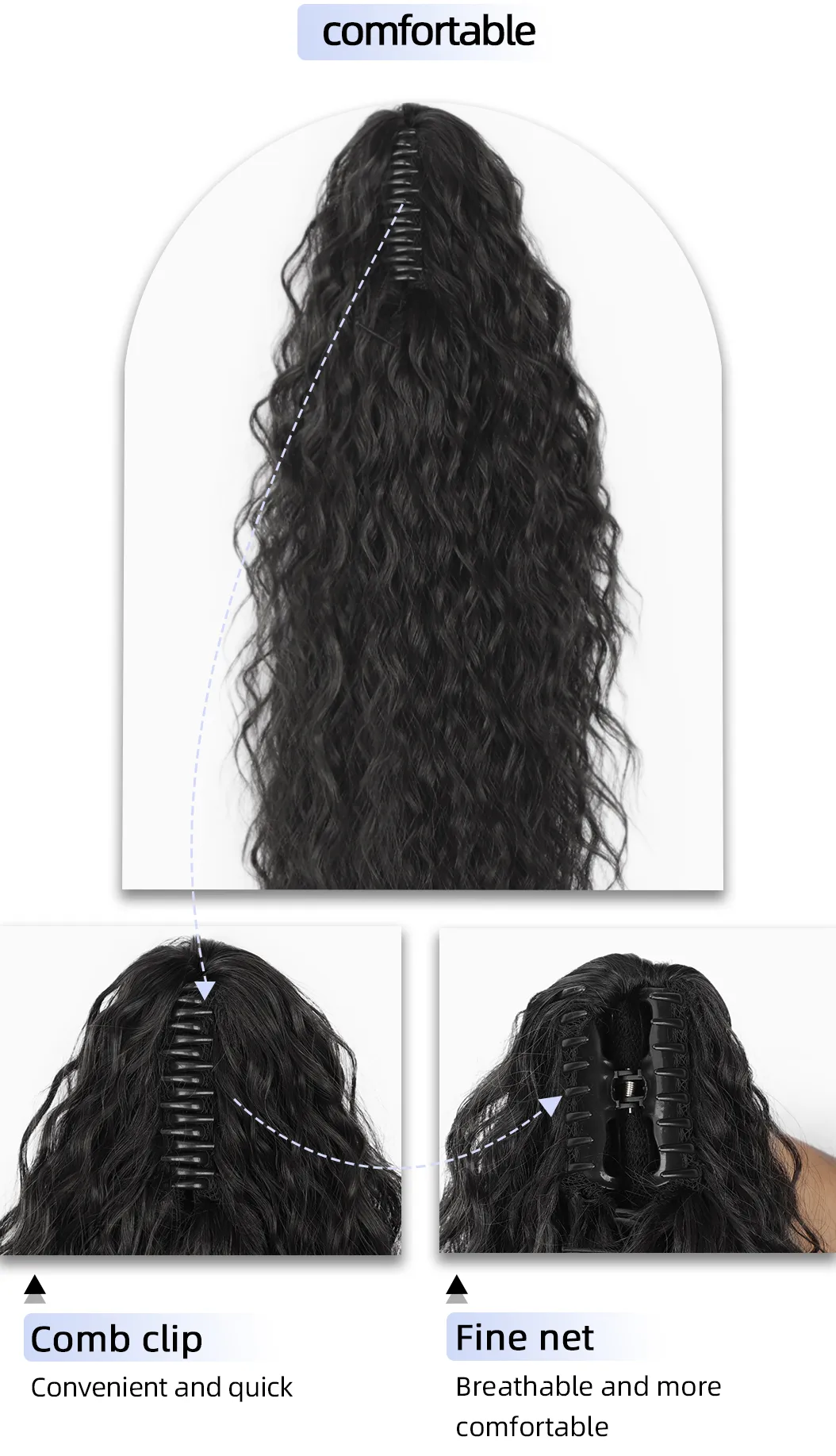 Women's Long Curls Wig Tail Hair Accessories Cornrows Hair Extensions Clip Elegant Casual Party Home Use Heat Silk display picture 12