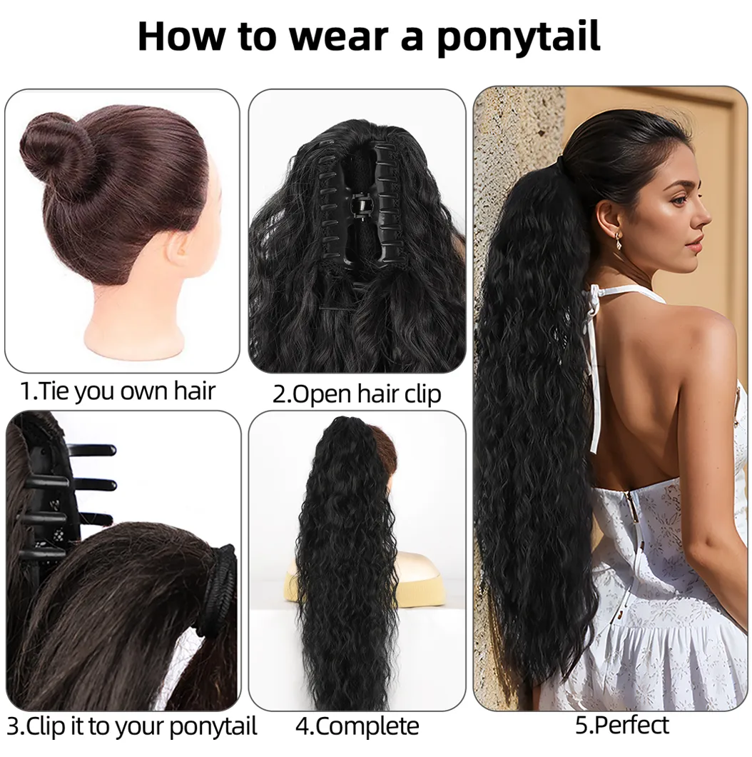 Women's Long Curls Wig Tail Hair Accessories Cornrows Hair Extensions Clip Elegant Casual Party Home Use Heat Silk display picture 14