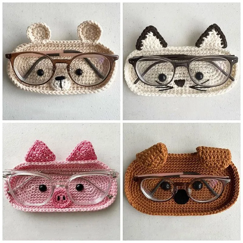 Wool Crochet Cute Bear Eye Mop Hand-Woven DIY Material Package Homemade Eyeglass Frame Gift For Bestie display picture 1