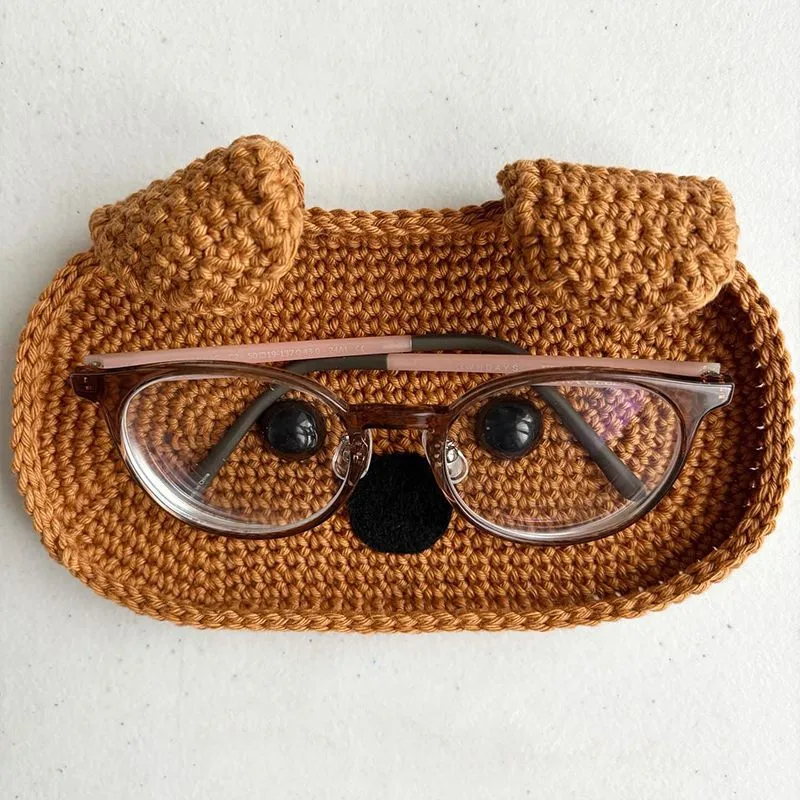Wool Crochet Cute Bear Eye Mop Hand-Woven DIY Material Package Homemade Eyeglass Frame Gift For Bestie display picture 2