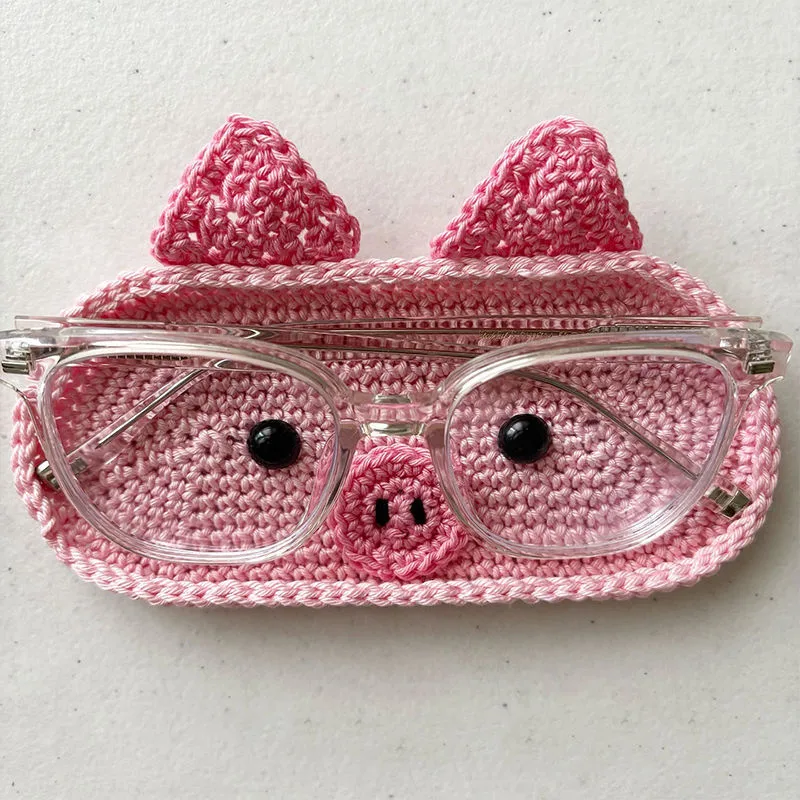 Wool Crochet Cute Bear Eye Mop Hand-Woven DIY Material Package Homemade Eyeglass Frame Gift For Bestie display picture 3