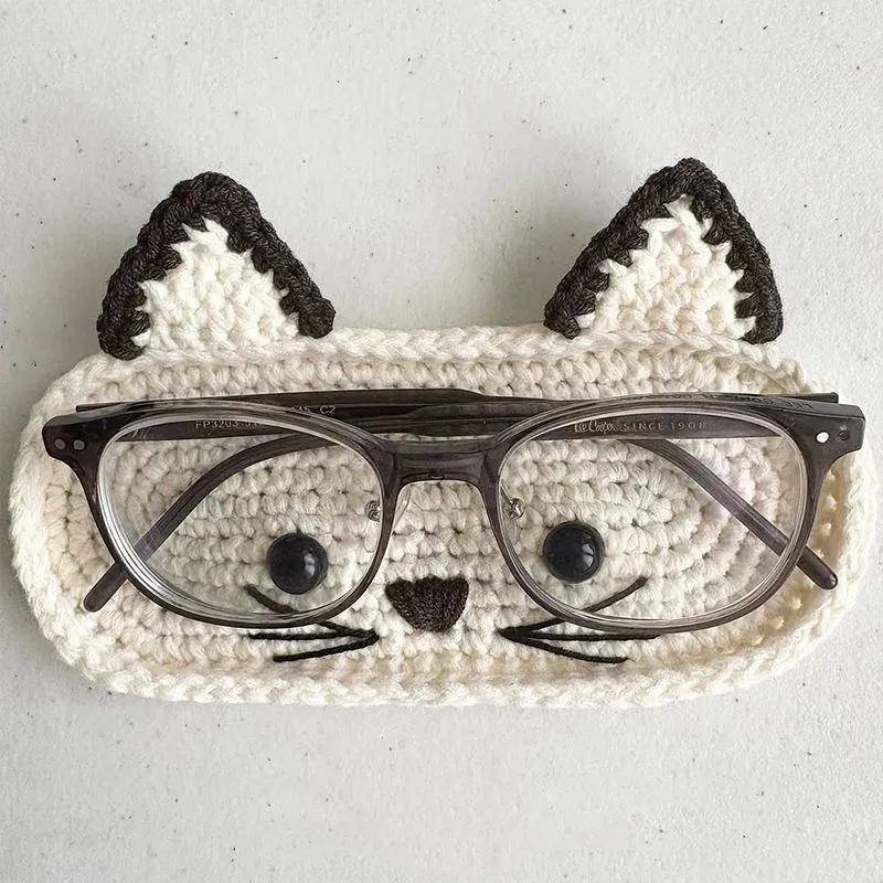 Wool Crochet Cute Bear Eye Mop Hand-Woven DIY Material Package Homemade Eyeglass Frame Gift For Bestie display picture 4