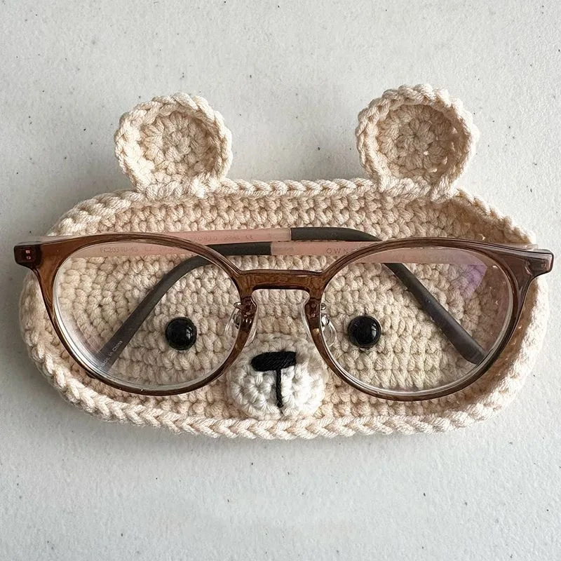 Wool Crochet Cute Bear Eye Mop Hand-Woven DIY Material Package Homemade Eyeglass Frame Gift For Bestie display picture 5