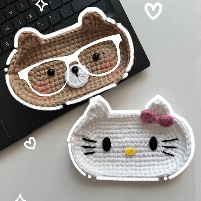 Wool Crochet Cute Bear Eye Mop Hand-Woven DIY Material Package Homemade Eyeglass Frame Gift For Bestie display picture 7