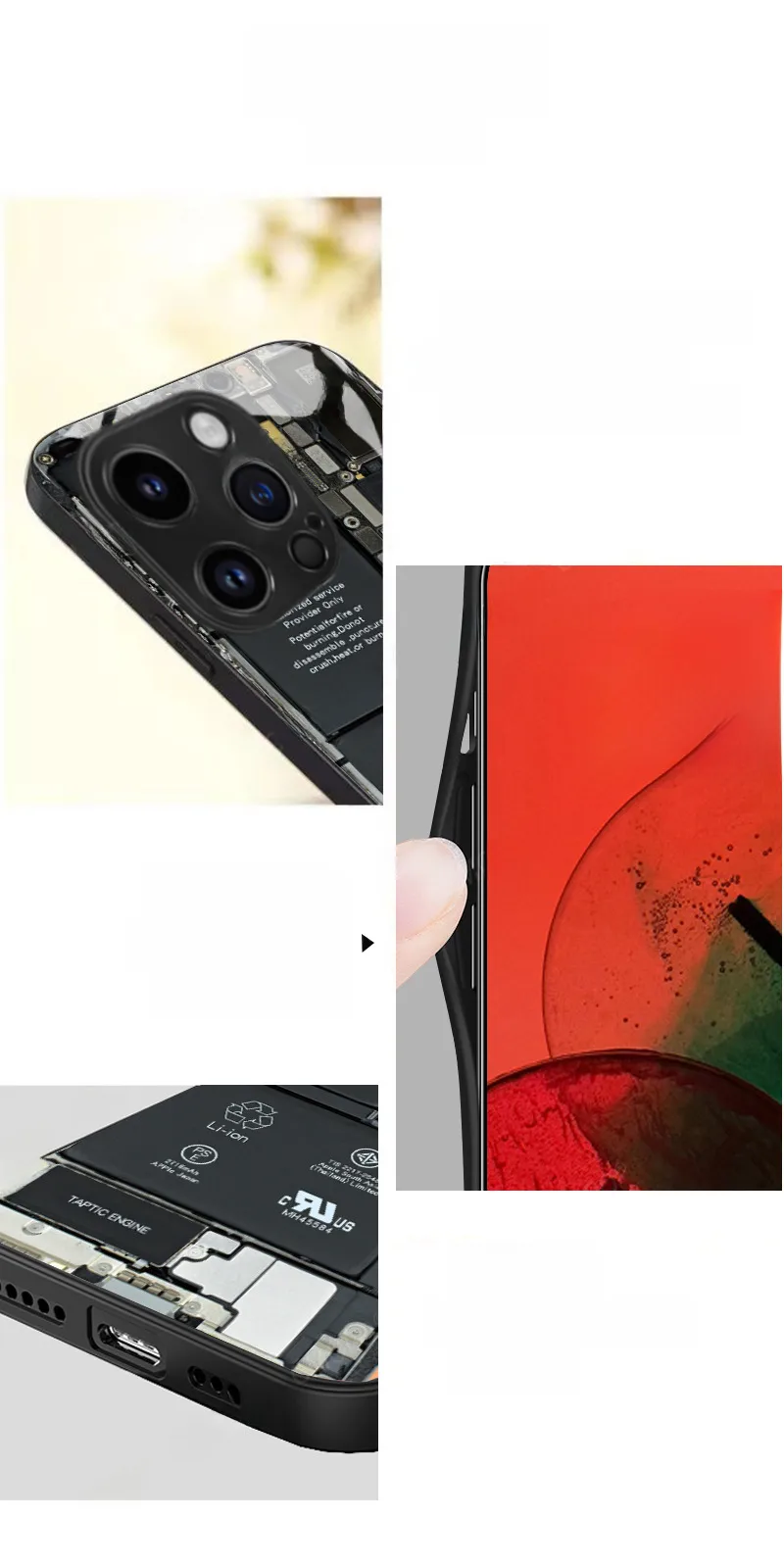 Cool Circuit Board Apple IPhone 15 16 Glass Phone Case Men's Protective Cover Art Fashion Multicolor Black display picture 4
