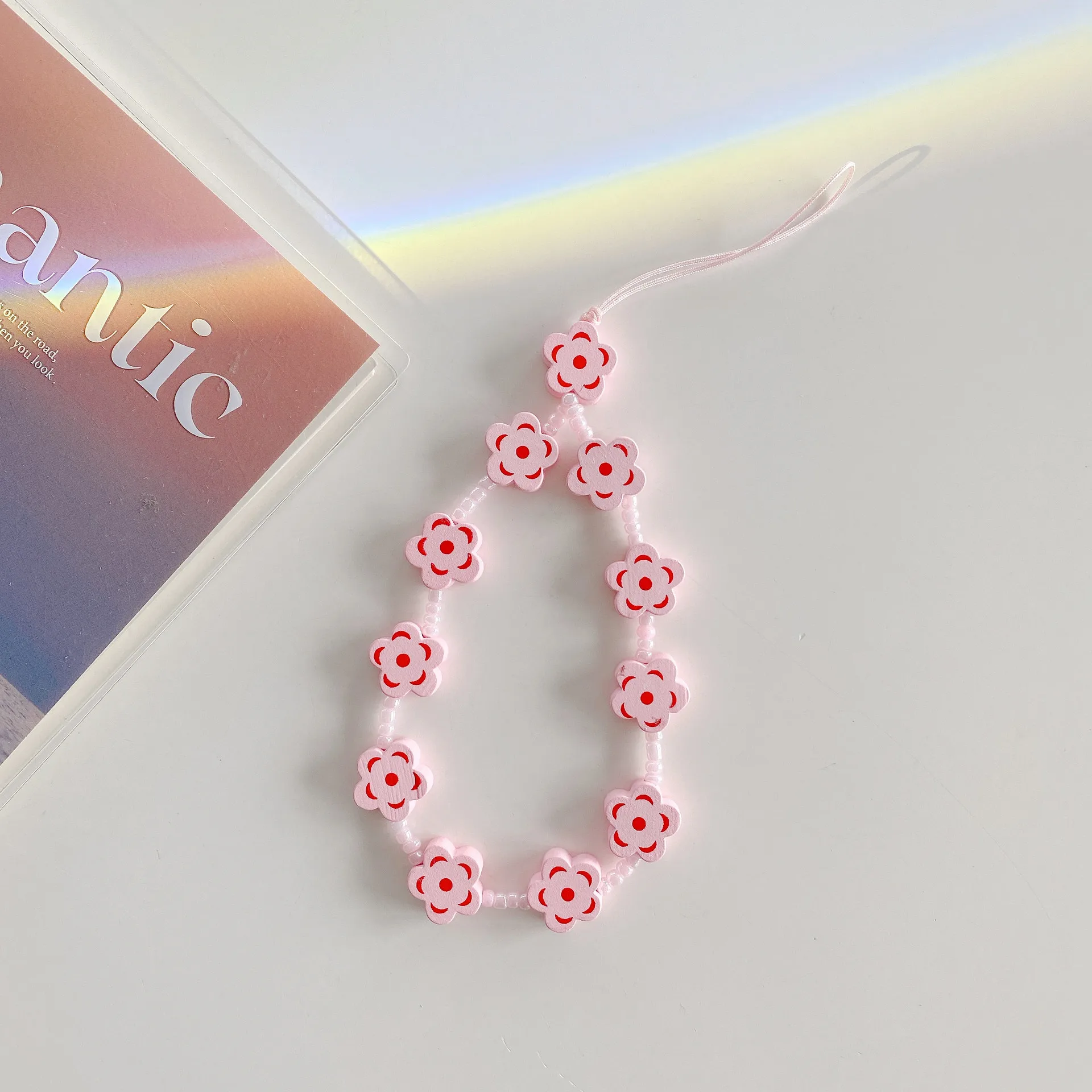 New Blue Flower Mobile Phone Charm Short Pendant Ins Lanyard Female Smiling Face Bracelet Love PVC Plastic Buckle display picture 5