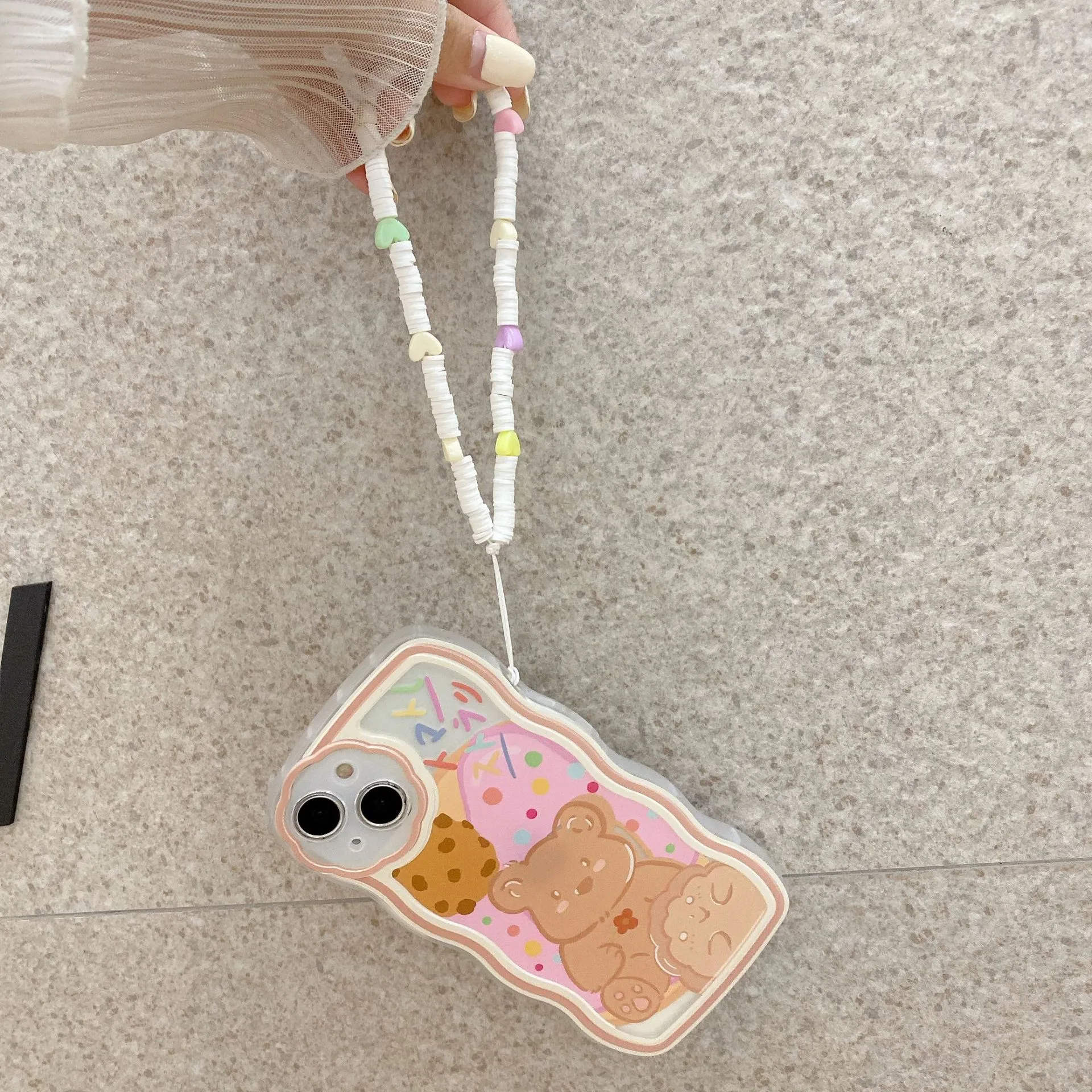 New Blue Flower Mobile Phone Charm Short Pendant Ins Lanyard Female Smiling Face Bracelet Love PVC Plastic Buckle display picture 7
