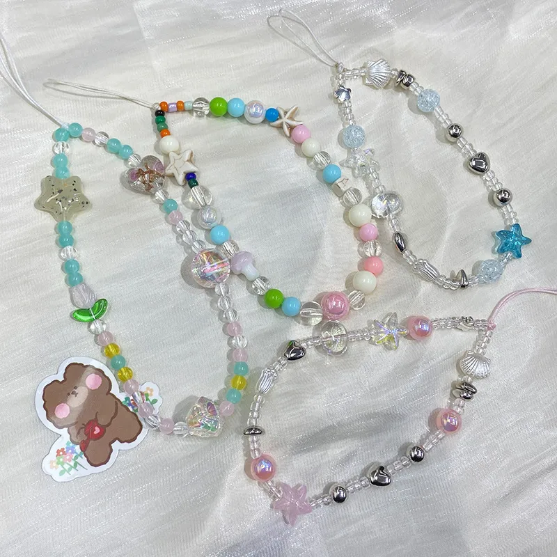 Handmade Shell Starfish Short String Beads Chain Mobile Phone Lanyard New Alloy Nylon Metal Buckle Cell Phone Shell Accessories display picture 7