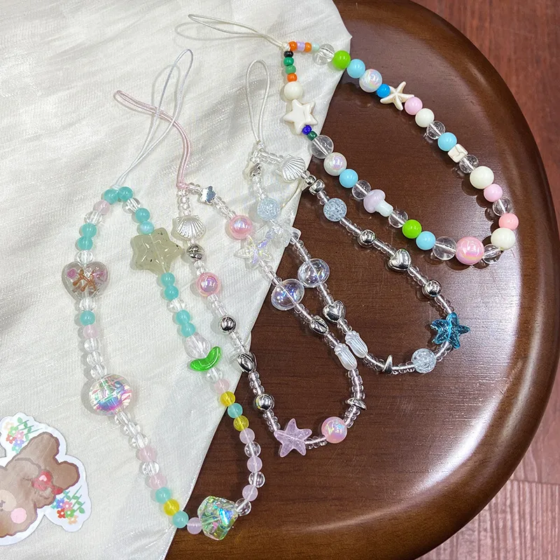 Handmade Shell Starfish Short String Beads Chain Mobile Phone Lanyard New Alloy Nylon Metal Buckle Cell Phone Shell Accessories display picture 3