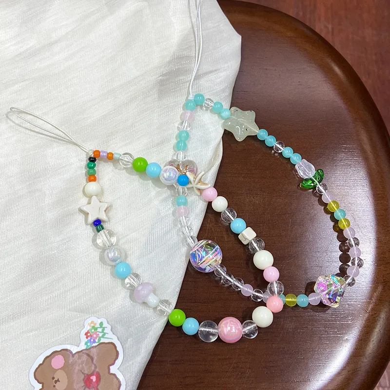 Handmade Shell Starfish Short String Beads Chain Mobile Phone Lanyard New Alloy Nylon Metal Buckle Cell Phone Shell Accessories display picture 4