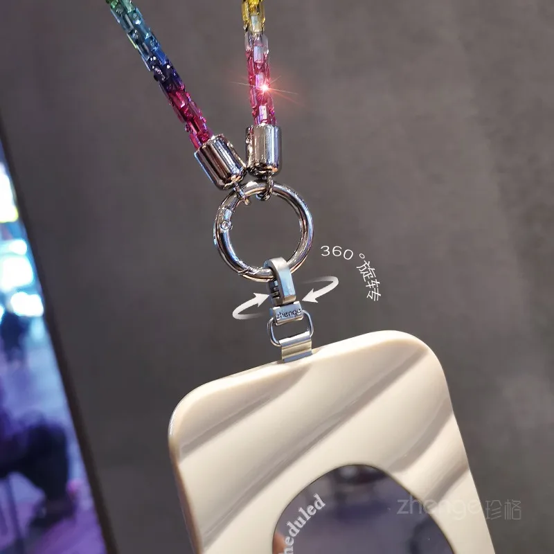 Fashion Shining Diamond Sequin Bracelet Mobile Phone Lanyard Ins Style Metal Round Buckle Clip Strong Durable Wrist Women's Short display picture 6