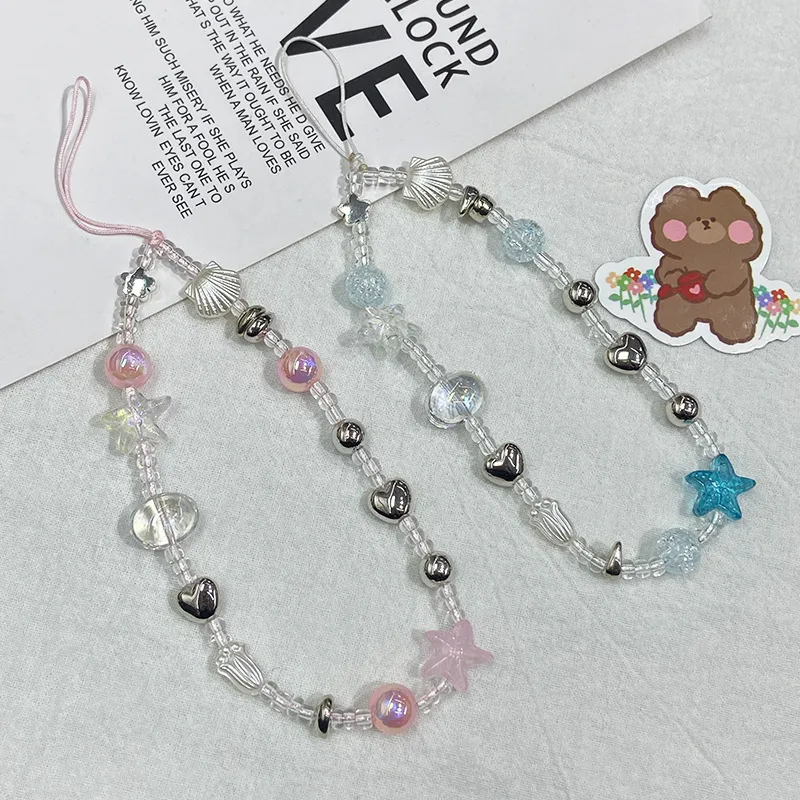 Handmade Shell Starfish Short String Beads Chain Mobile Phone Lanyard New Alloy Nylon Metal Buckle Cell Phone Shell Accessories display picture 5