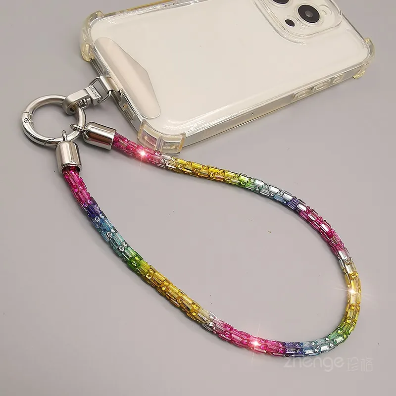 Fashion Shining Diamond Sequin Bracelet Mobile Phone Lanyard Ins Style Metal Round Buckle Clip Strong Durable Wrist Women's Short display picture 8