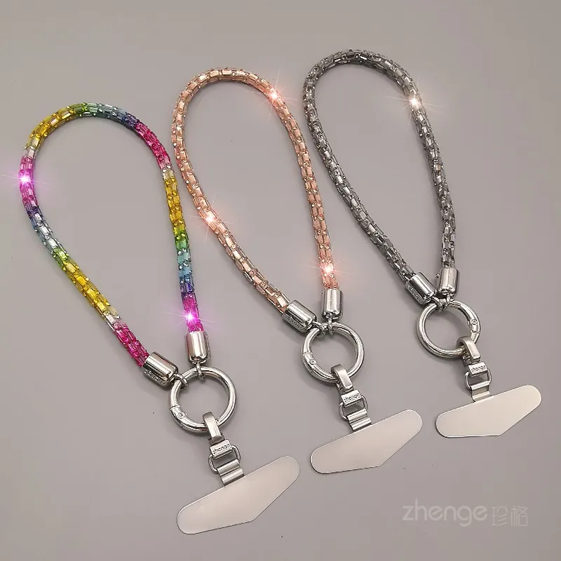 Fashion Shining Diamond Sequin Bracelet Mobile Phone Lanyard Ins Style Metal Round Buckle Clip Strong Durable Wrist Women's Short display picture 10