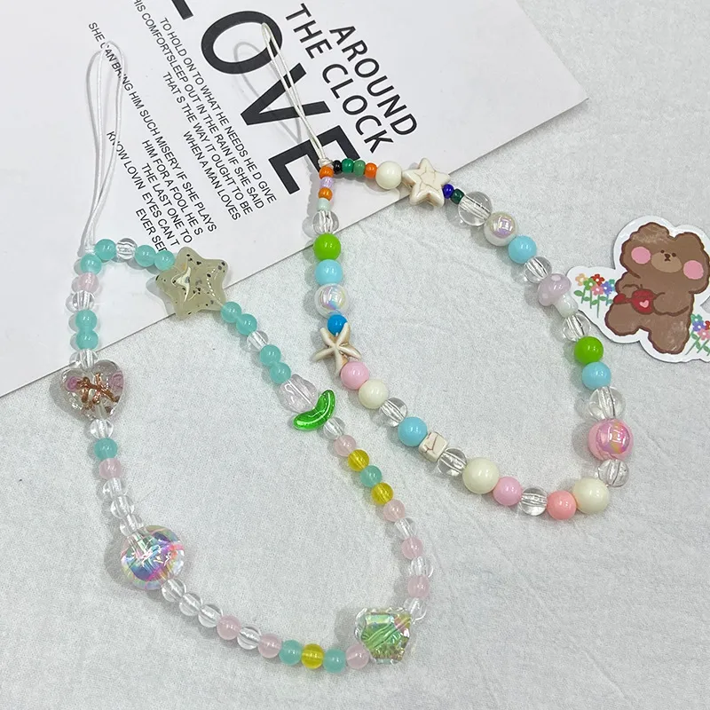 Handmade Shell Starfish Short String Beads Chain Mobile Phone Lanyard New Alloy Nylon Metal Buckle Cell Phone Shell Accessories display picture 6