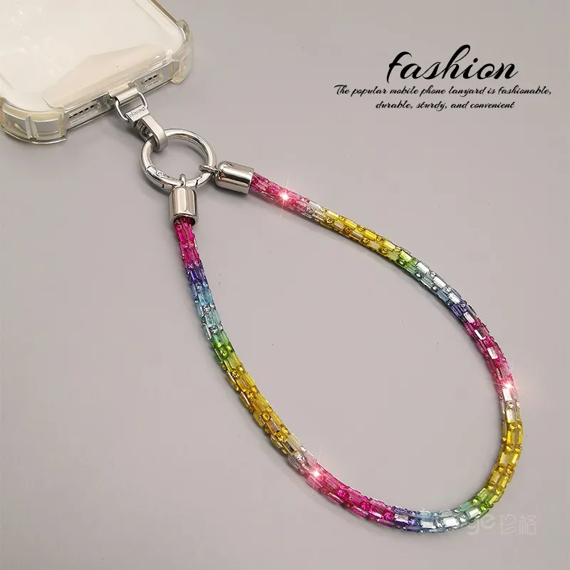 Fashion Shining Diamond Sequin Bracelet Mobile Phone Lanyard Ins Style Metal Round Buckle Clip Strong Durable Wrist Women's Short display picture 11