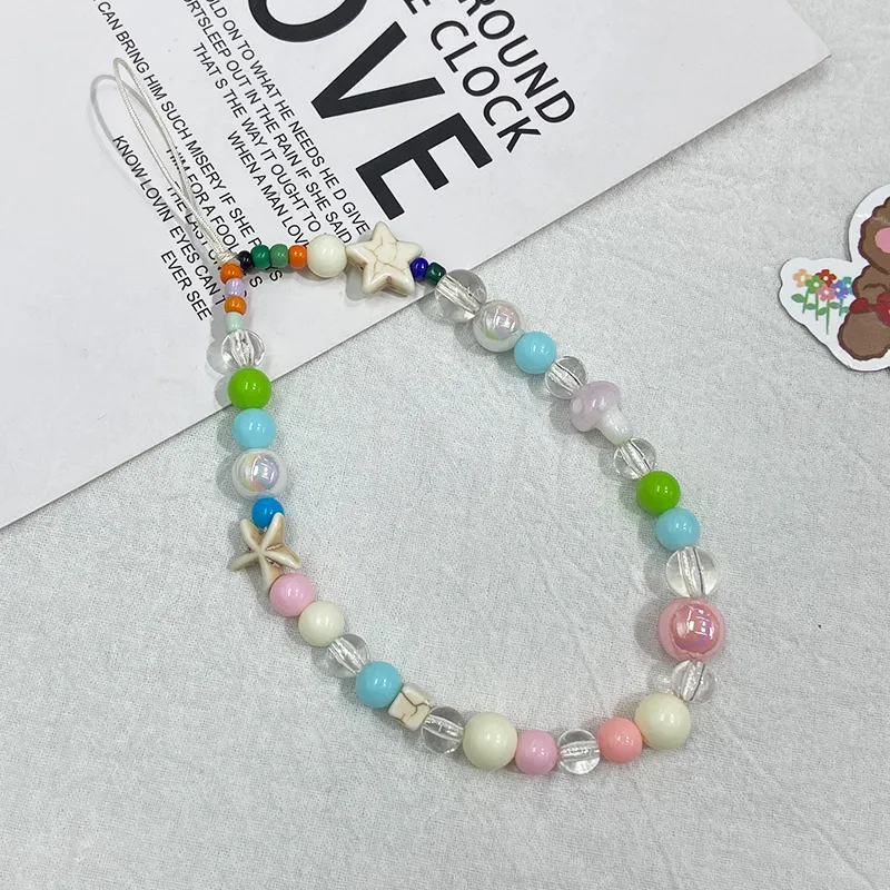 Handmade Shell Starfish Short String Beads Chain Mobile Phone Lanyard New Alloy Nylon Metal Buckle Cell Phone Shell Accessories display picture 8