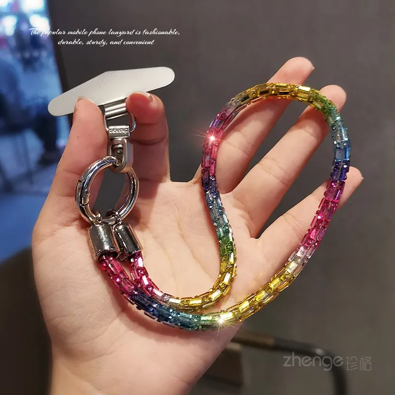 Fashion Shining Diamond Sequin Bracelet Mobile Phone Lanyard Ins Style Metal Round Buckle Clip Strong Durable Wrist Women's Short display picture 13