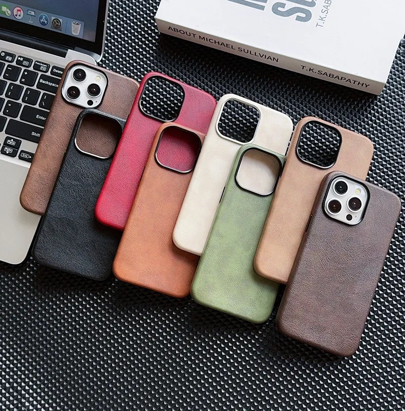 Magnetic Crazy Horse Leather Iphone16promax Phone Case All-Inclusive Protection Apple 15 Leather Texture Drop-Resistant Compatible With IPhone 14 display picture 1