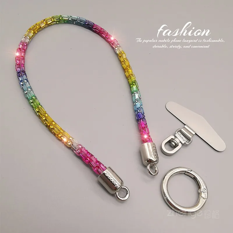 Fashion Shining Diamond Sequin Bracelet Mobile Phone Lanyard Ins Style Metal Round Buckle Clip Strong Durable Wrist Women's Short display picture 16