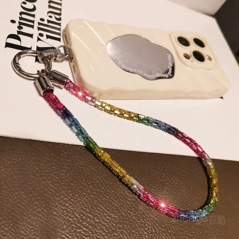 Fashion Shining Diamond Sequin Bracelet Mobile Phone Lanyard Ins Style Metal Round Buckle Clip Strong Durable Wrist Women's Short display picture 17