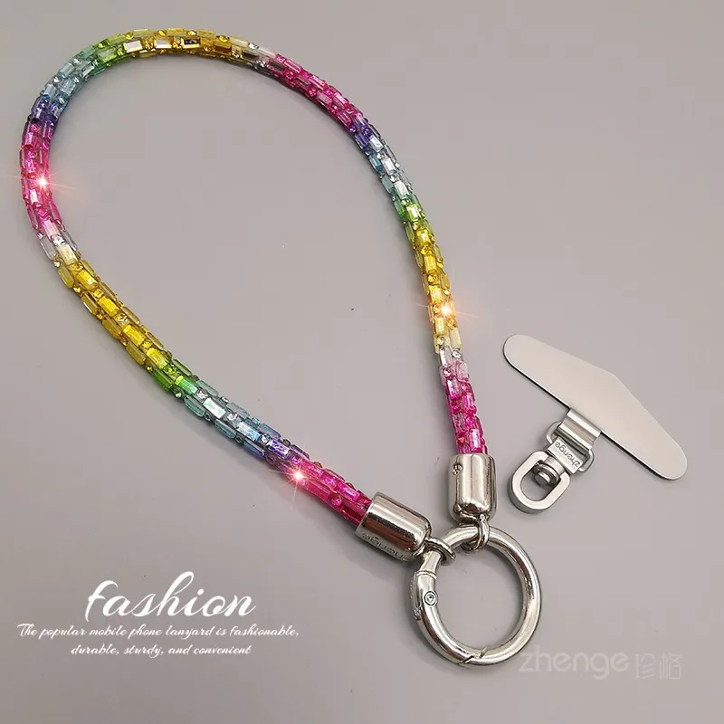 Fashion Shining Diamond Sequin Bracelet Mobile Phone Lanyard Ins Style Metal Round Buckle Clip Strong Durable Wrist Women's Short display picture 18