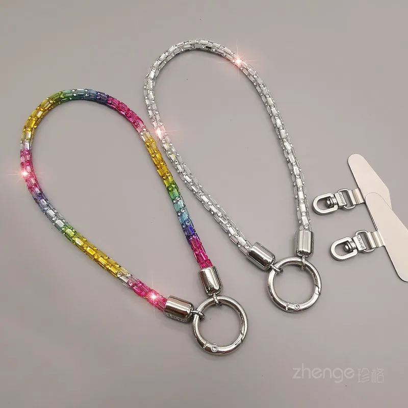 Fashion Shining Diamond Sequin Bracelet Mobile Phone Lanyard Ins Style Metal Round Buckle Clip Strong Durable Wrist Women's Short display picture 20