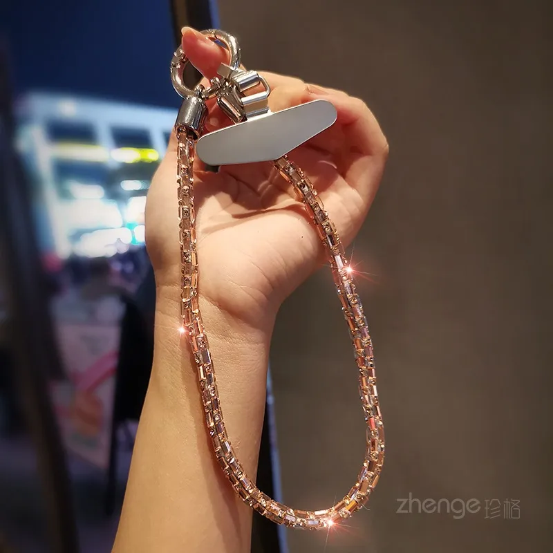 Fashion Shining Diamond Sequin Bracelet Mobile Phone Lanyard Ins Style Metal Round Buckle Clip Strong Durable Wrist Women's Short display picture 23