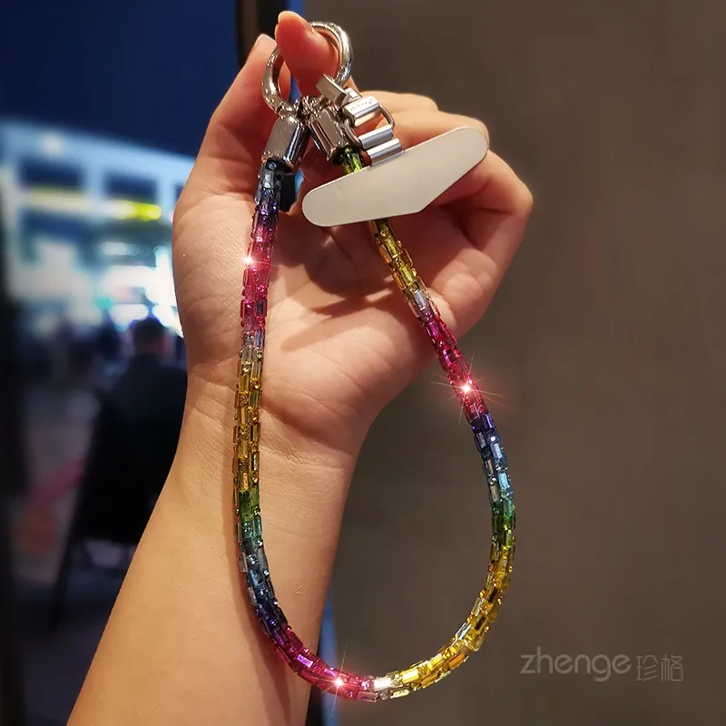Fashion Shining Diamond Sequin Bracelet Mobile Phone Lanyard Ins Style Metal Round Buckle Clip Strong Durable Wrist Women's Short display picture 25