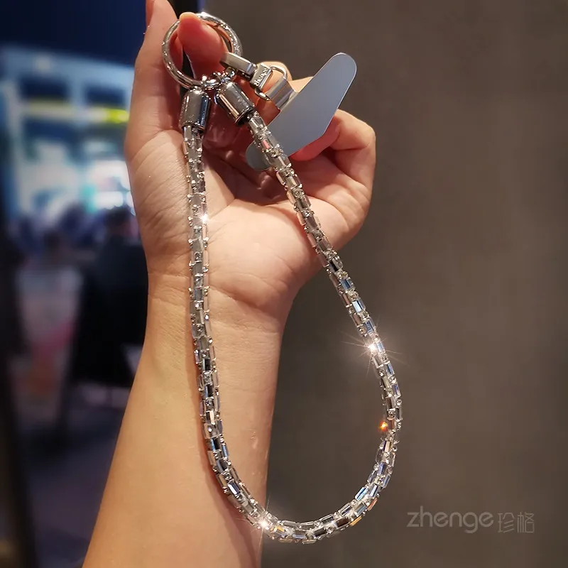 Fashion Shining Diamond Sequin Bracelet Mobile Phone Lanyard Ins Style Metal Round Buckle Clip Strong Durable Wrist Women's Short display picture 26