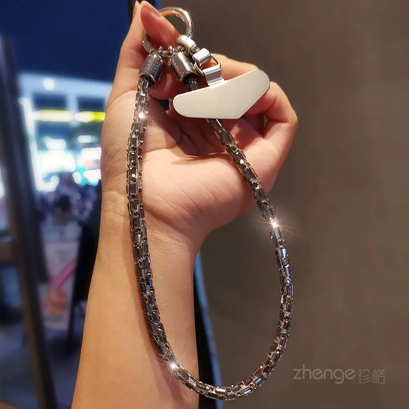 Fashion Shining Diamond Sequin Bracelet Mobile Phone Lanyard Ins Style Metal Round Buckle Clip Strong Durable Wrist Women's Short display picture 27