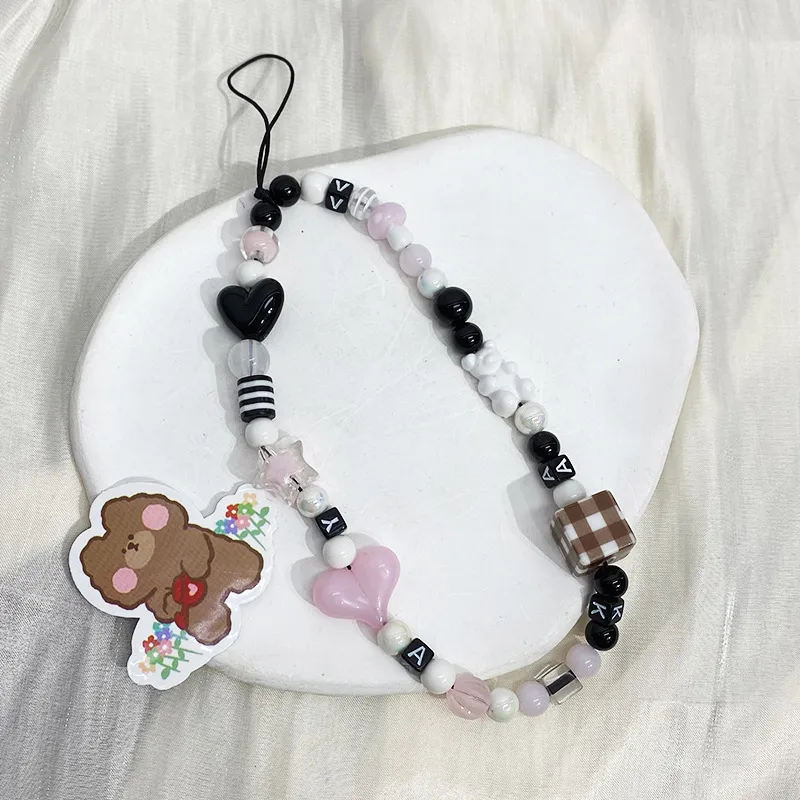 Black Handmade Beaded Mobile Phone Charm Cool Sweet High-End Feelings Camera Lanyard Alloy Plastic Buckle Nylon display picture 15