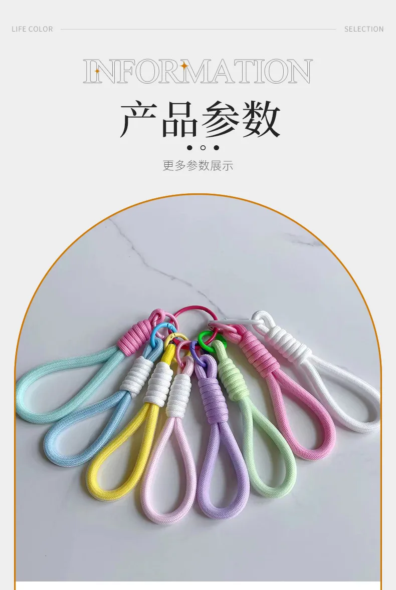 Fashion Simple Color Block Mobile Phone Lanyard Keychain Universal Mesh Short Rope Creative Car Key Hanging Ornament display picture 5