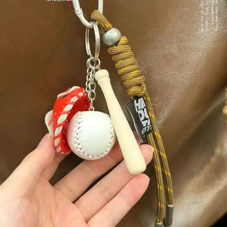 New Baseball Style Mobile Phone Lanyard Zipper Bag Charm Three-Piece Polyester Material Metal Buckle Jewelry Accessories display picture 1