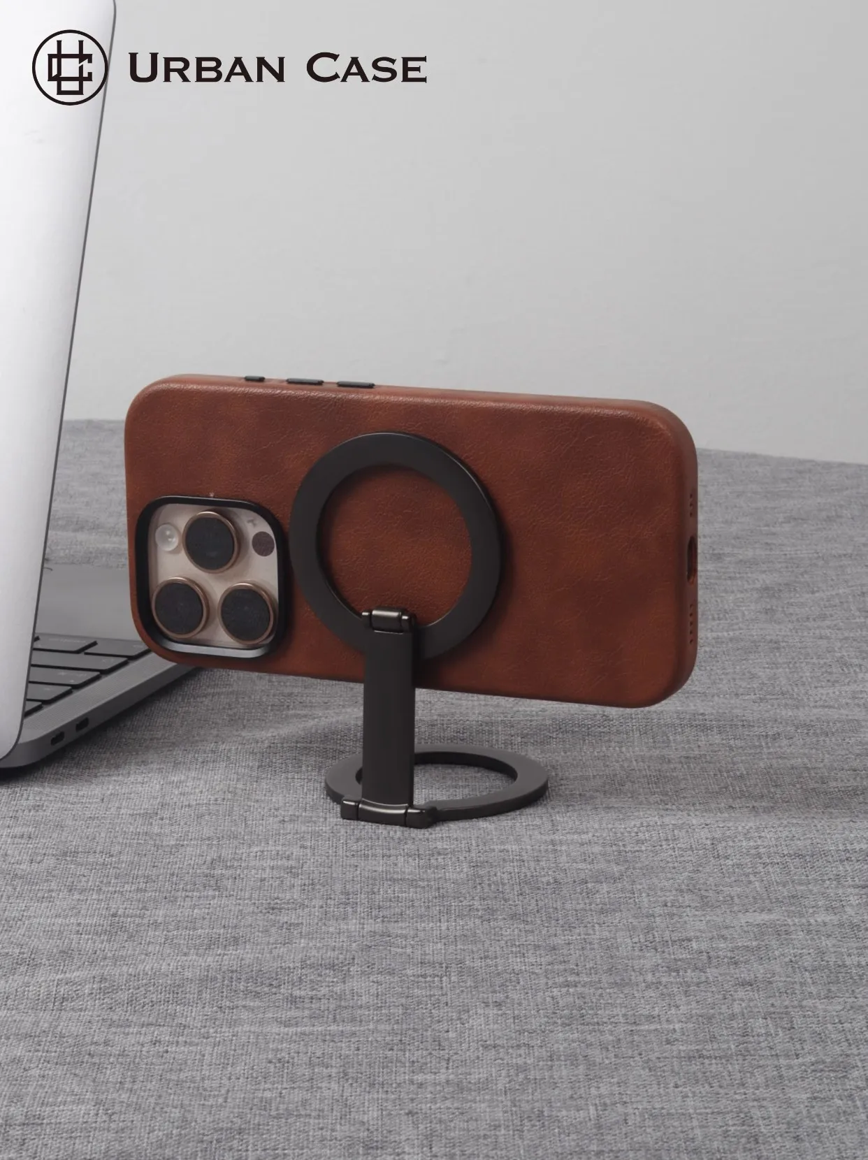 Retro Leather Magnetic Adsorption MagSafe IPhone 16 Pro Case Shockproof Durable Nordic Style Phone Cover display picture 5