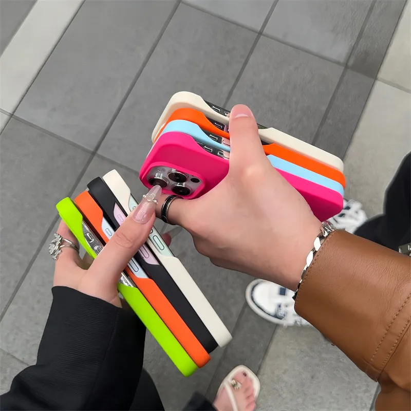 Solid Color Silicone Phone Case For IPhone 16 Pro Max Hollow Key 15 Apple 14 Frosted Soft Protective Case Simple Style Black display picture 4