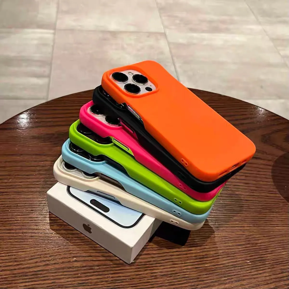 Solid Color Silicone Phone Case For IPhone 16 Pro Max Hollow Key 15 Apple 14 Frosted Soft Protective Case Simple Style Black display picture 1