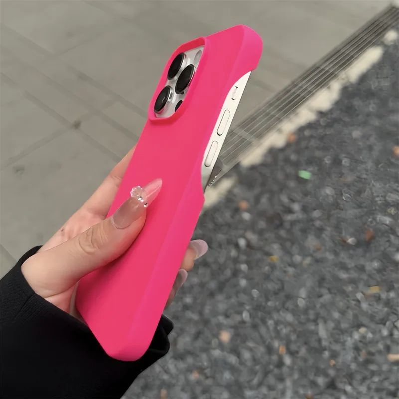 Solid Color Silicone Phone Case For IPhone 16 Pro Max Hollow Key 15 Apple 14 Frosted Soft Protective Case Simple Style Black display picture 9