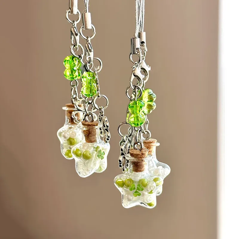 Sweet Handmade Clover XINGX Wish Bottle Mobile Phone Pendant Packaging Camera Keychain Decoration Multifunctional Simple Design display picture 5