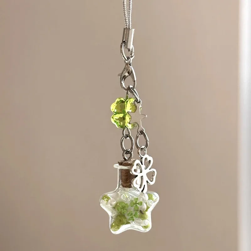 Sweet Handmade Clover XINGX Wish Bottle Mobile Phone Pendant Packaging Camera Keychain Decoration Multifunctional Simple Design display picture 3