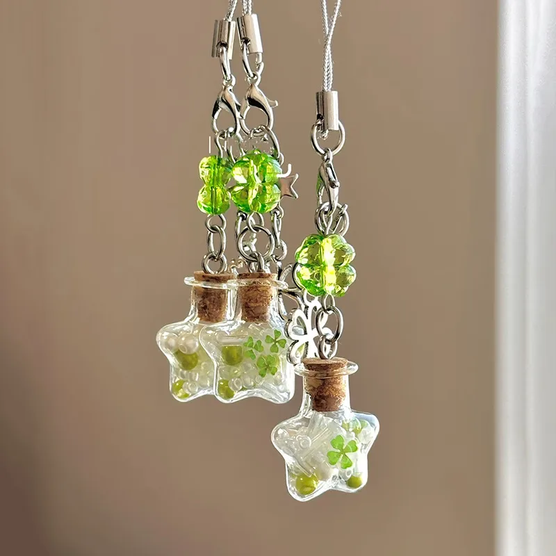 Sweet Handmade Clover XINGX Wish Bottle Mobile Phone Pendant Packaging Camera Keychain Decoration Multifunctional Simple Design display picture 4
