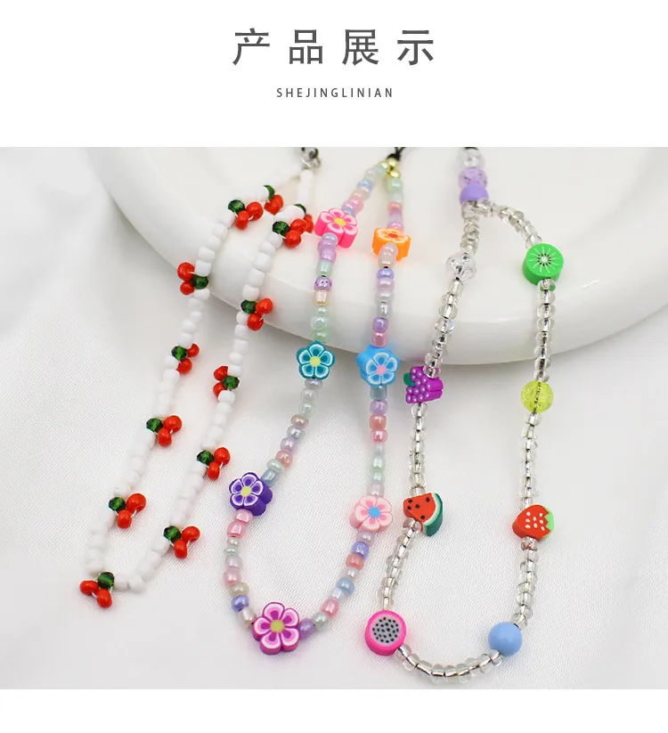 New Arrival Hot Sale DIY Beaded Mobile Phone Charm Handmade Women's Phone Case Lanyard Decoration Charm Geometric Pattern display picture 4