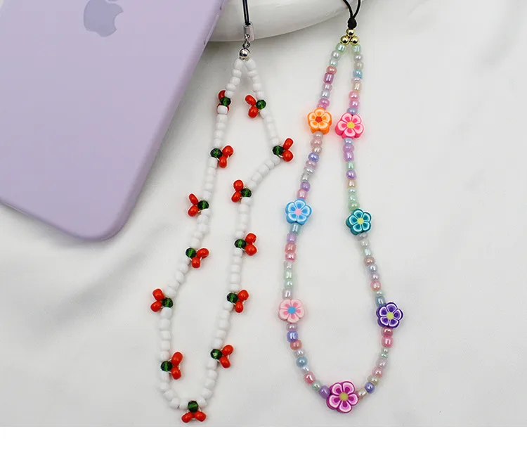 New Arrival Hot Sale DIY Beaded Mobile Phone Charm Handmade Women's Phone Case Lanyard Decoration Charm Geometric Pattern display picture 5