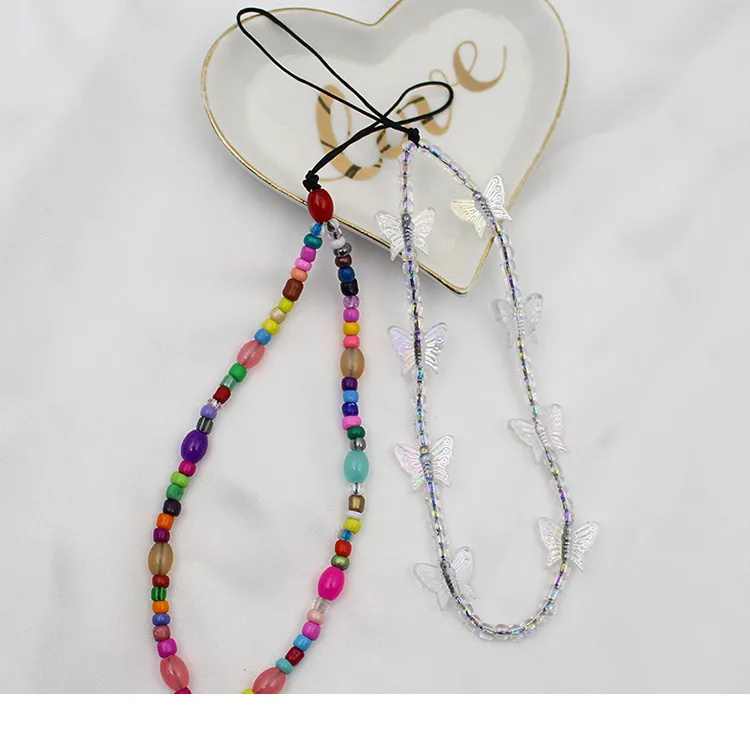 New Arrival Hot Sale DIY Beaded Mobile Phone Charm Handmade Women's Phone Case Lanyard Decoration Charm Geometric Pattern display picture 6