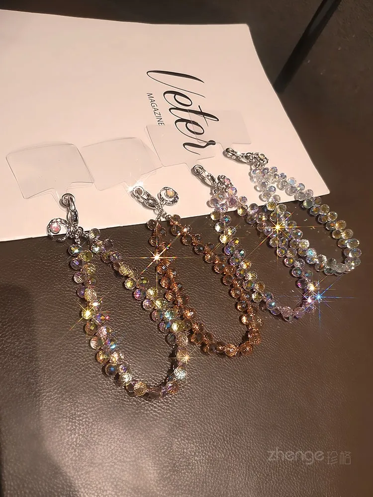 Handmade Crystal Water Drop Beads Mobile Phone Lanyard Women's Short Handle Chain Bracelet Fashion Geometry Pattern Pattern Ornaments display picture 1
