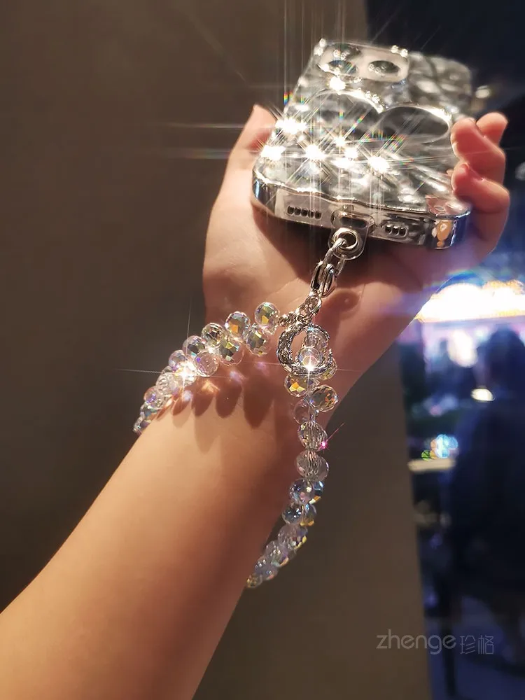Handmade Crystal Water Drop Beads Mobile Phone Lanyard Women's Short Handle Chain Bracelet Fashion Geometry Pattern Pattern Ornaments display picture 4