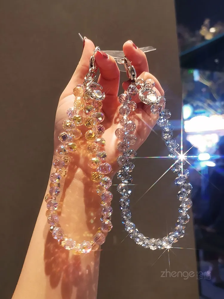 Handmade Crystal Water Drop Beads Mobile Phone Lanyard Women's Short Handle Chain Bracelet Fashion Geometry Pattern Pattern Ornaments display picture 5