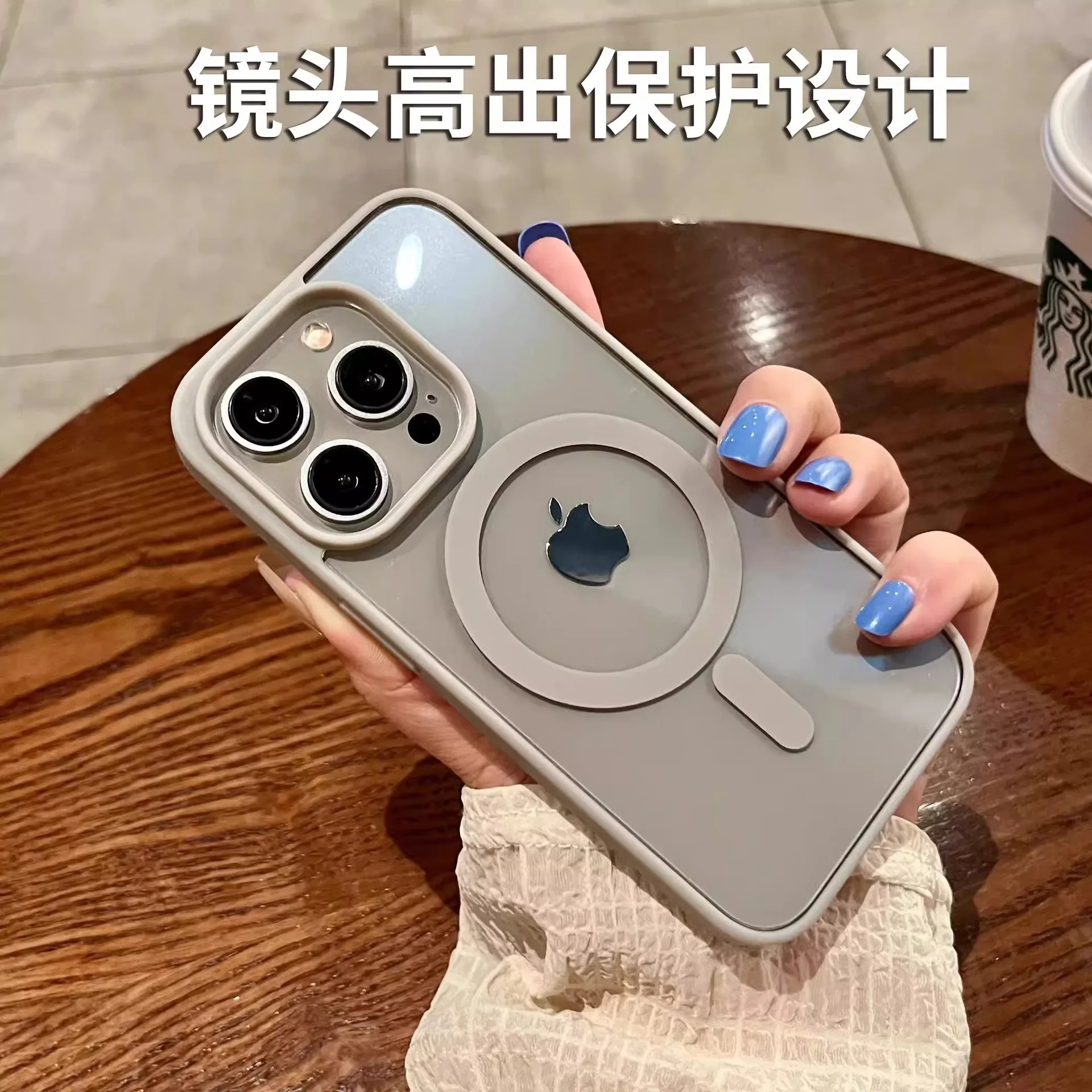 Acrylic Magnetic Silicone Transparent Case For IPhone 16 Macaron Style Shockproof Transparent Protective Case Simple Design display picture 2